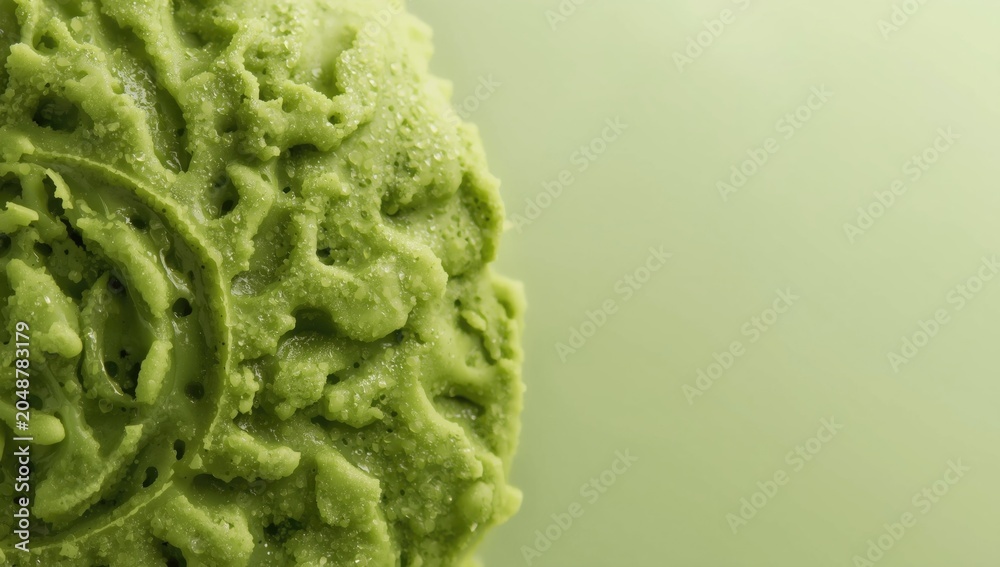 Obraz premium Up close depiction of the complex textures of a matcha flavored treat