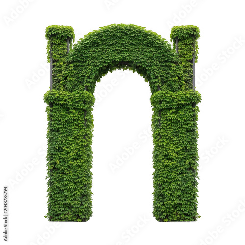 Green hedge shaped like an ancient archway