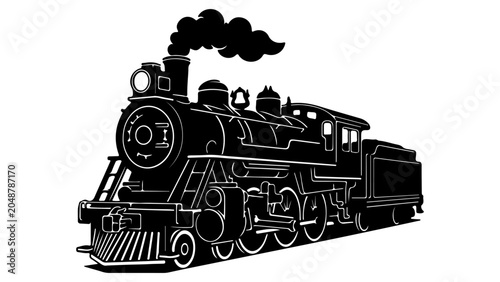 Foto Vintage Steam Locomotive Train Illustration Isolated on Transparent Background B