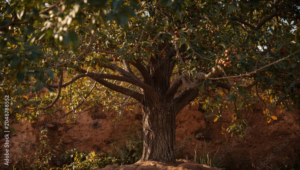Fototapeta premium Native yerba mate tree thriving under ecofriendly farming