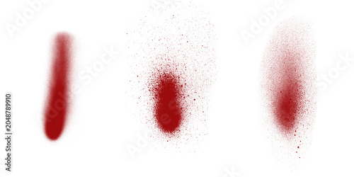 Foto Minimalist red blood splatter set featuring soft spray gradients and sharp focal points on neutral checkered transparency background