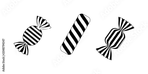 Konstfotografi Sweet dessert and candy silhouette icon set