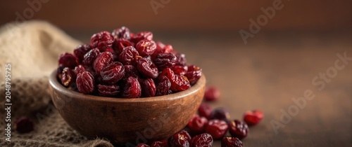 Nutrient dense dried cranberries in aromatic snack bowl