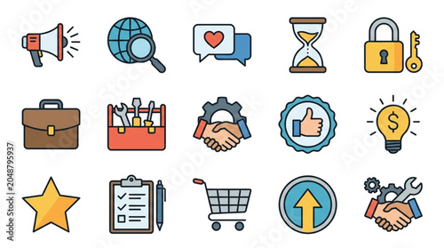 Schilderij op canvas Collection of business and finance icons for digital use.