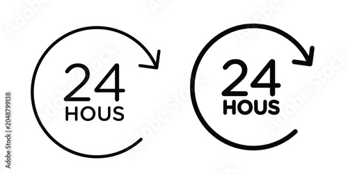 Photos 24 Hrs icon. Editable line vector element set
