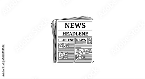 Newspaper with Headline and News Articles.