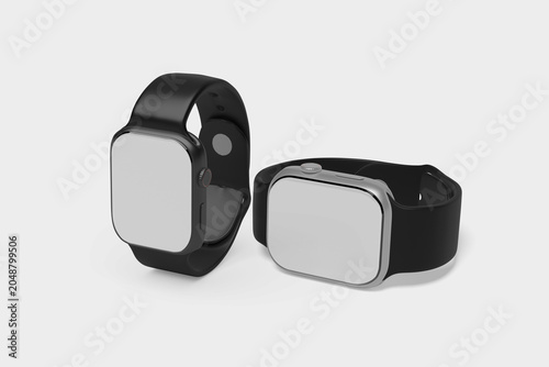 Smart Watch Mockup with Blank Screen Isolated on Gray Background