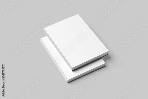 Blank Hardcover Book Mockup Stack on Gray Background