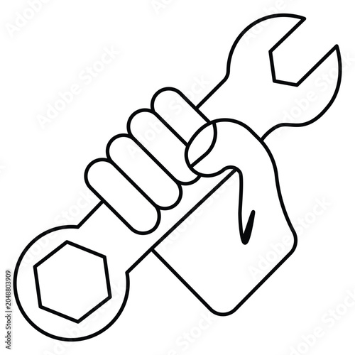 Simple vector icon of a hand holding a spanner
