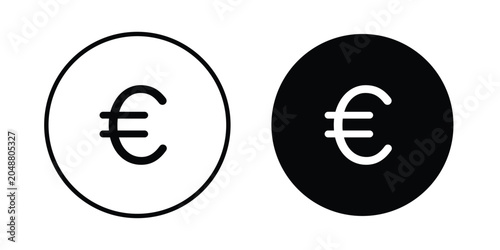 Euro icon. Editable line vector element set
