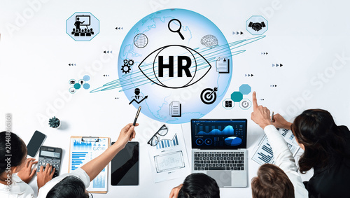 Принти на полотні Human Resources Strategy and Planning for Business Growth with Diverse Team Collaboration and Digital Tools in Modern Office Environment Fluxor