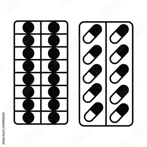 Pills set icon. Vector illustration medications on white background.