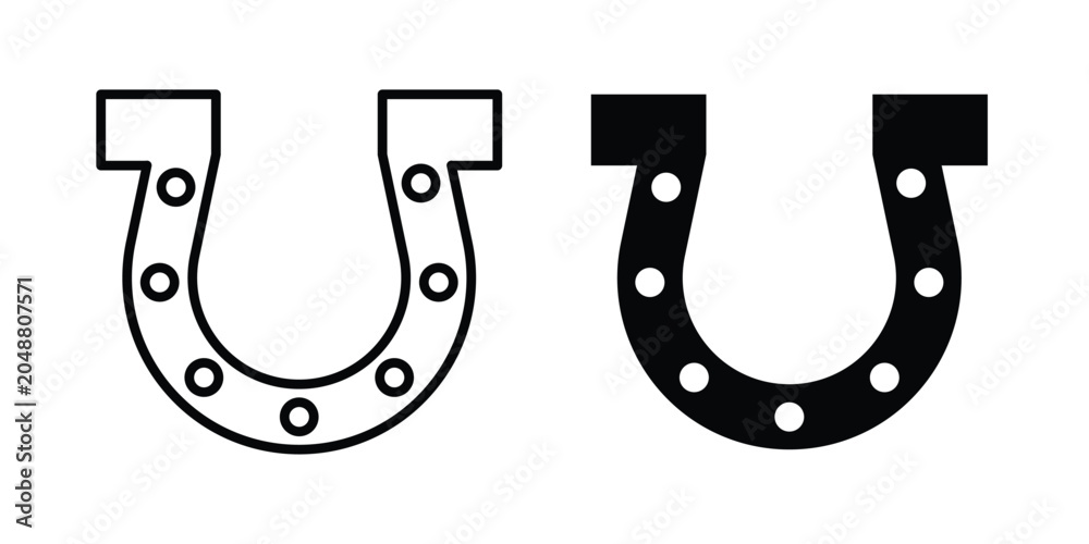 Naklejka premium Horseshoe icon. Editable line vector element set