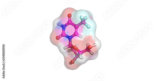 Foto Trifluridine, thymidine kinase inhibitor for herpes simplex keratitis, 3D molecu
