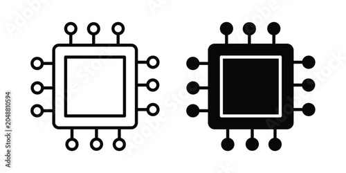 Foto Microprocessor icon. Editable line vector element set