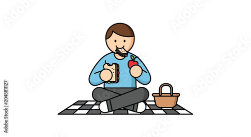Tableau sur toile Man Eating Sandwich On The Floor.