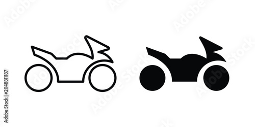 Foto Motorcycle icon. Editable line vector element set