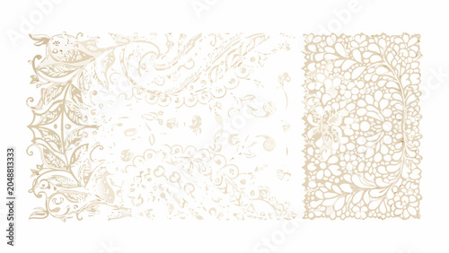Intricate floral ornament with baroque details gold toned vector illustration