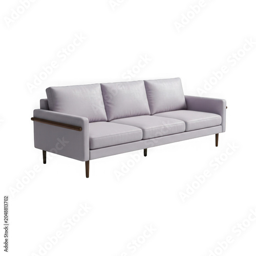 Modern gray sofa with wooden legs
