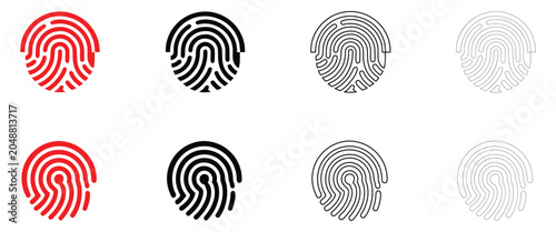 Obraz na płótnie Finger print vector icon, biometrics fingerprint scanning ID authentication vect