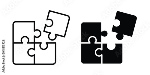 Foto Puzzle icon. Editable line vector element set