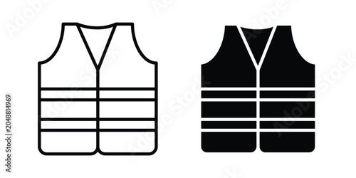 Schilderij op canvas Safety vest icon. Editable line vector element set