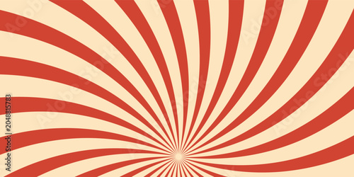 Quadro su tela Retro Red and Cream Sunburst Spiral Background, Vintage Abstract Starburst Pattern