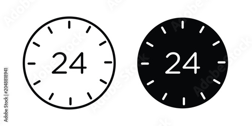 Canvastavla Time twenty four icon. Editable line vector element set