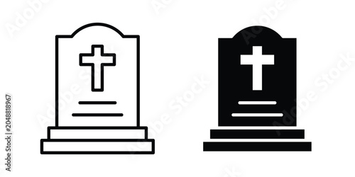 Bild auf Leinwand Tombstone icon. Editable line vector element set
