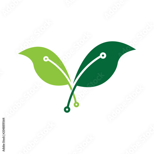 Green leaf integrated into a circuit board design template