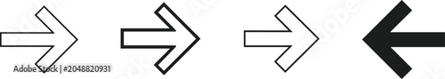 Foto Four left‑pointing arrow icons in varied thickness and styles, showcasing graphi