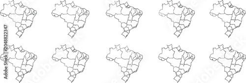 Foto Ten identical Brazil country outline drawings arranged in two rows, featuring in