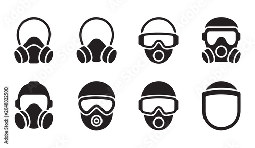 Quadro su tela Gas mask protective icon set