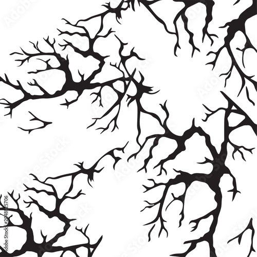 Abstract Bare Tree Branches Creepy Silhouette Pattern