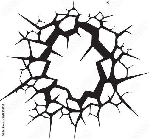 Exploded Circle Cracked Wall Texture Vector Effect