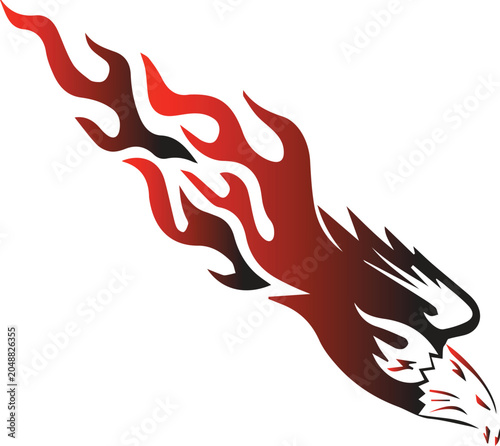 Tribal Fire Flame Swoosh Vector Mascot Decal Graphic
