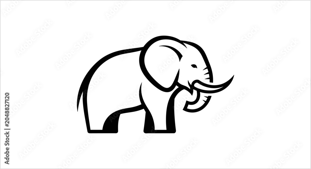 Fototapeta premium Stylized Black and White Elephant Illustration.