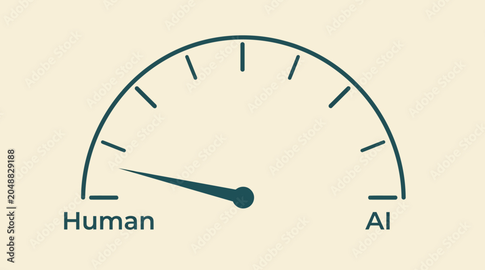 © fiqri - Gauge Illustration Measuring the Balance Between Human and Artificial Intelligence