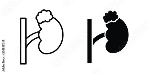 Foto Adrenal gland icon. line and filled black pictograms.