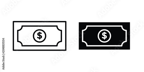 фотографія American dollar icon. line and filled black pictograms.