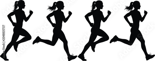 Photos Creative collection of four running silhouettes in stride sequence, symbolizing