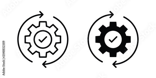 Canvastavla Automatic process icon. line and filled black pictograms.