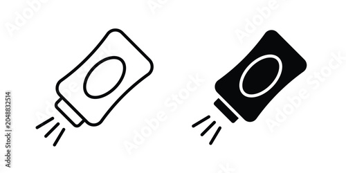 Quadro su tela Baby powder icon. line and filled black pictograms.