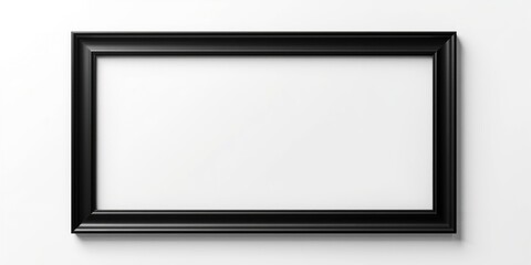 Realistic black horizontal photo frame isolated with white background