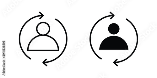 Bild auf Leinwand employee turnover icon. line and filled black pictograms.