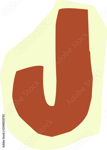 Hand drawn ransom letter J for journaling. Cutout letter J for scrapbook and lettering.