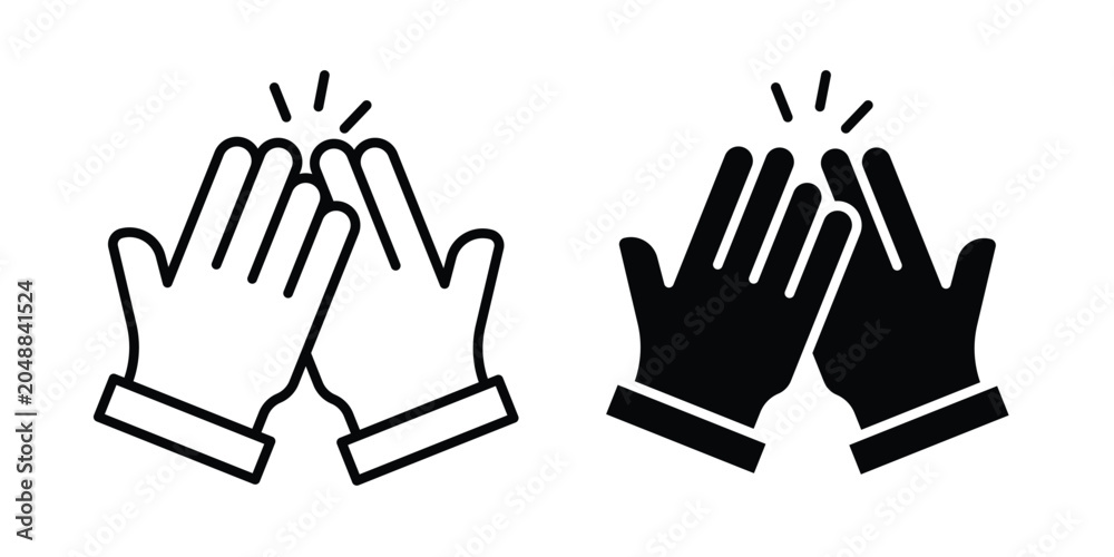 Fototapeta premium High Five icon. line and filled black pictograms.