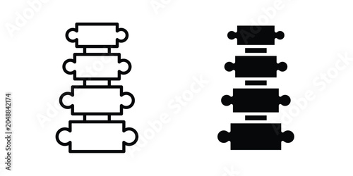 Foto Human spine icon. line and filled black pictograms.