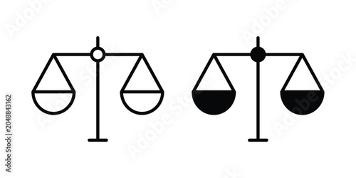 Принти на полотні justice balance scale icon. line and filled black pictograms.