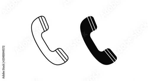 Photos Phone receiver icons in black and outline style